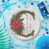 Assiettes En Carton Lettre de Noël géante C blanc brillant rouge vert (Fête)