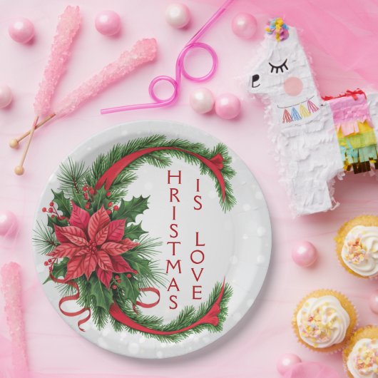 Assiettes En Carton Lettre de Noël géante C blanc brillant rouge vert (Fête)