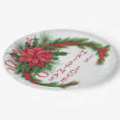 Assiettes En Carton Lettre de Noël géante C blanc brillant rouge vert (Angle)