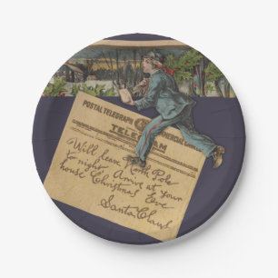 Assiettes En Carton Lettre de Noël Père Noël vintage