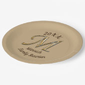 Assiettes En Carton LETTRE D'OR EN ARGENT M MONogramme (Angle)