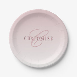 Assiettes En Carton Lettre élégante & monogramme Rose ombré