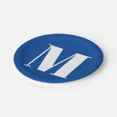 Assiettes En Carton LETTRE INITIALE Bleu Profond Monogramme Moderne De (Angle)