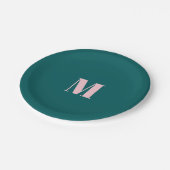 Assiettes En Carton LETTRE INITIALE MONGRAPHIQUE MINIMALE Rose Vert (Angle)