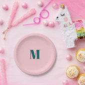 Assiettes En Carton LETTRE INITIALE MONGRAPHIQUE MINIMALE Rose Vert (Fête)