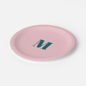 Assiettes En Carton LETTRE INITIALE MONGRAPHIQUE MINIMALE Rose Vert (Angle)