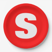 Assiettes En Carton Lettre initiale Monogramme Style moderne Rouge Bla (Devant)