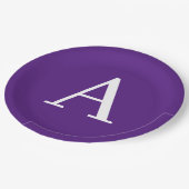 Assiettes En Carton Lettre initiale Monogramme Style moderne violet (Angle)