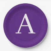 Assiettes En Carton Lettre initiale Monogramme Style moderne violet (Devant)