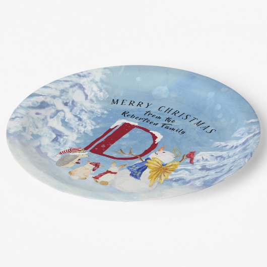 Assiettes En Carton Lettre monogramme D mignon Angel Snowman Noël (Angle)