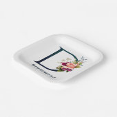 Assiettes En Carton LETTRE MONOGRAPHIQUE Florale D Mariage Personnalis (Angulaire)