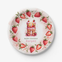 Lettre plaque d'anniversaire fraise H Cake Design