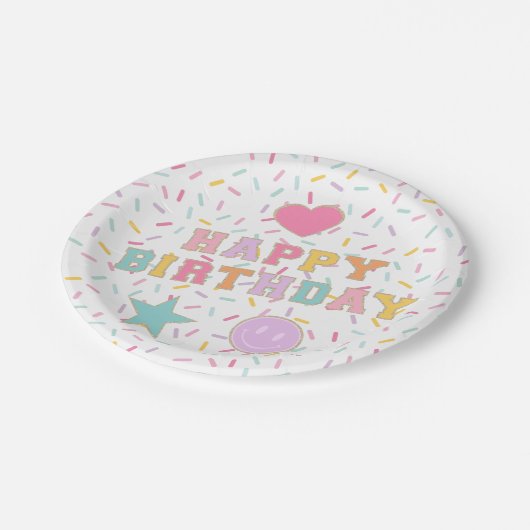 Assiettes En Carton Lettre preppy Patch Plaques papier d'anniversaire (Angle)