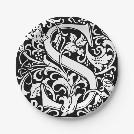 Assiettes En Carton Lettre S Monogramme médiéval Art Nouveau (Devant)