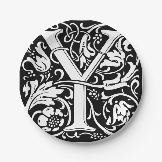 Assiettes En Carton Lettre Y Monogramme médiéval Art Nouveau (Devant)