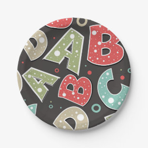 Assiettes En Carton Lettres Alphabet Silly A-B-C-D