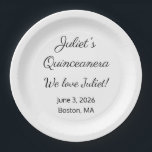 Assiettes En Carton Lettres d'amour : Quinceanera blanche et noire<br><div class="desc">Une quinceanera est une célébration merveilleuse et intéressante. Ces élégantes plaques en papier peuvent vous aider. Bonne planification ! Personnalisable . Par Sharon Lee Hudson.</div>