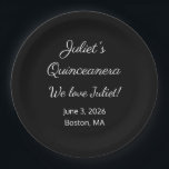 Assiettes En Carton Lettres d'amour : Quinceanera noir & blanc<br><div class="desc">Ajoutez à la quinceanera que vous planifiez avec ces belles plaques en papier design. Personnalisable . Par Sharon Lee Hudson.</div>