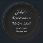 Assiettes En Carton Lettres d'amour : Quinceanera noir & blanc<br><div class="desc">Ajoutez à la quinceanera que vous planifiez avec ces belles plaques en papier design. Personnalisable . Par Sharon Lee Hudson.</div>