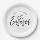 Assiettes En Carton Lettres de script de la partie d'engagement | (Devant)