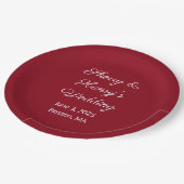 Assiettes En Carton Lettres douces Mariage Maroon (Angle)
