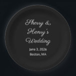 Assiettes En Carton Lettres douces Mariage noir<br><div class="desc">Ces belles plaques noires et blanches rendront votre réception de mariage spécial. Personnalisable . Par Sharon Lee Hudson.</div>