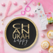 Assiettes En Carton Lettres or joyeuses Hanoukka (Fête)