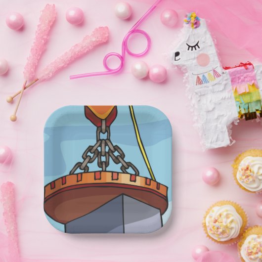 Assiettes En Carton Levage de grue (Fête)