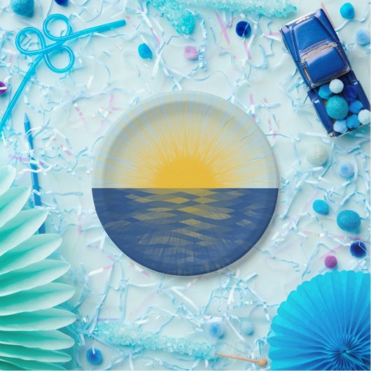 Assiettes En Carton Lever de soleil sur l'océan Nouveaux débuts (Fête)