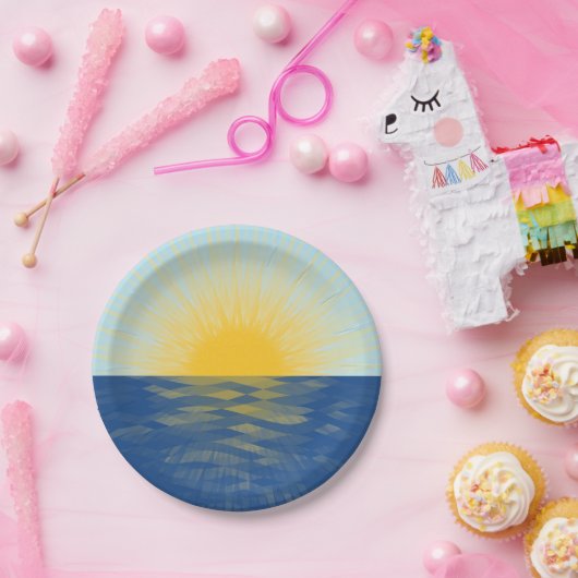 Assiettes En Carton Lever de soleil sur l'océan Nouveaux débuts (Fête)