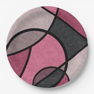 Assiettes En Carton Lever rose, abstrait