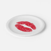 Assiettes En Carton Lèvres de baiser rouges (Angle)