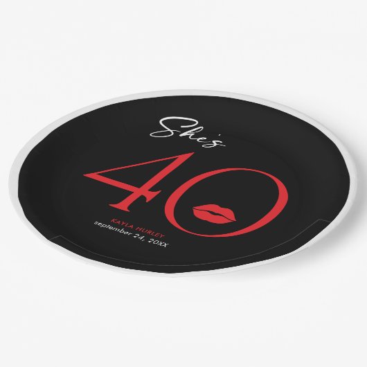 Assiettes En Carton Lèvres rouges minimales modernes Elle a quarante a (Angle)