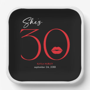 Assiettes En Carton Lèvres rouges minimales modernes Elle a trente ans