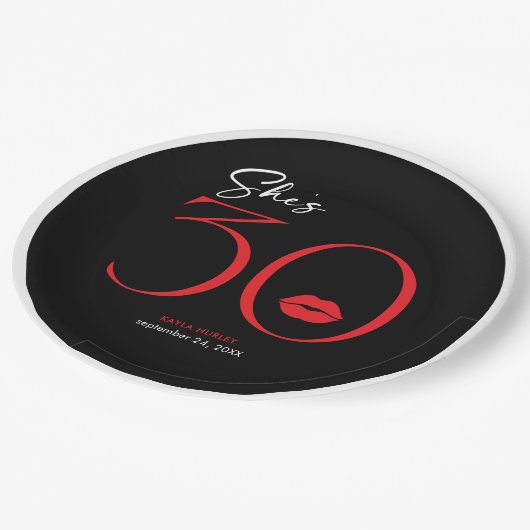 Assiettes En Carton Lèvres rouges minimales modernes Elle a trente ans (Angle)