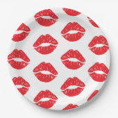 Assiettes En Carton Lèvres Rouges, Rouge À Lèvres, Baiser, Motif Des L (Devant)
