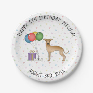 Assiettes En Carton Lévrier Italien Fawn Anniversaire Chien Dessin Ani