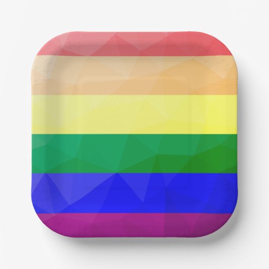 Assiettes En Carton LGBT drapeau arc-en-ciel lignes motif de maillage (Recto)