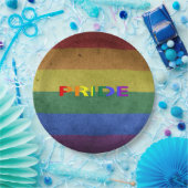 Assiettes En Carton LGBT Rainbow Pride drapeau style rétro (Fête)