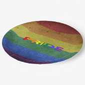 Assiettes En Carton LGBT Rainbow Pride drapeau style rétro (Angle)