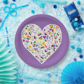 Assiettes En Carton LGBTQ+ Pride Coeurs de drapeau combiné (Fête)