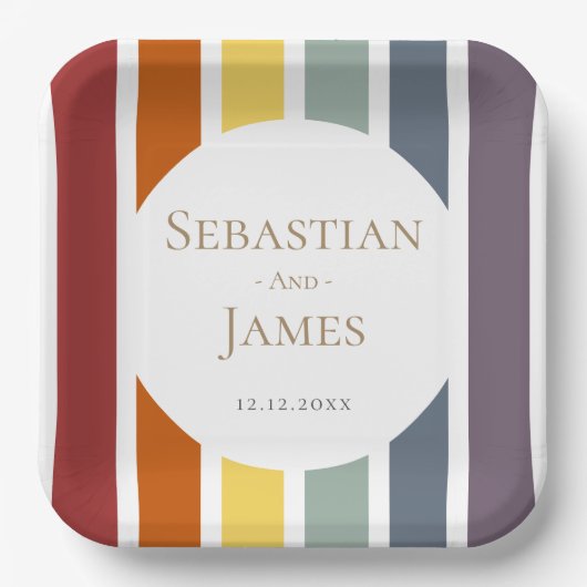 Assiettes En Carton LGBTQ Rainbow Gay Mariage (Recto)