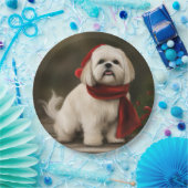 Assiettes En Carton Lhasa Apso Chien dans Noël de neige (Fête)