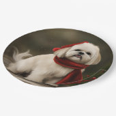 Assiettes En Carton Lhasa Apso Chien dans Noël de neige (Angle)