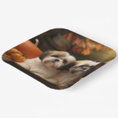Assiettes En Carton Lhasa Apso Chiot Automne Citrouille de plaisir (Angulaire)