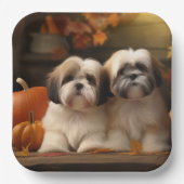 Assiettes En Carton Lhasa Apso Chiot Automne Citrouille de plaisir (Recto)