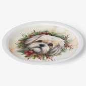 Assiettes En Carton Lhasa Apso Christmas Wreath Festive Pup (Angle)