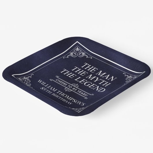 Assiettes En Carton L'Homme Le Mythe La Légende 85e anniversaire Bleu (Angulaire)
