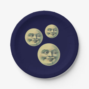 Assiettes En Carton L'homme vintage dans la lune