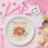 Assiettes En Carton Liaisons d'automne Orange de Thanksgiving sur mesu (Fête)